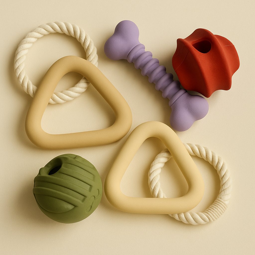 Natuurlijk rubber speelgoed voor hond en kat in verschillende kleuren