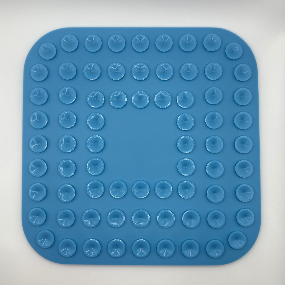 Blauwe silicone likmat voor honden en katten, voedselveilig en BPA-vrij, met zuignoppen en textuurvlakken