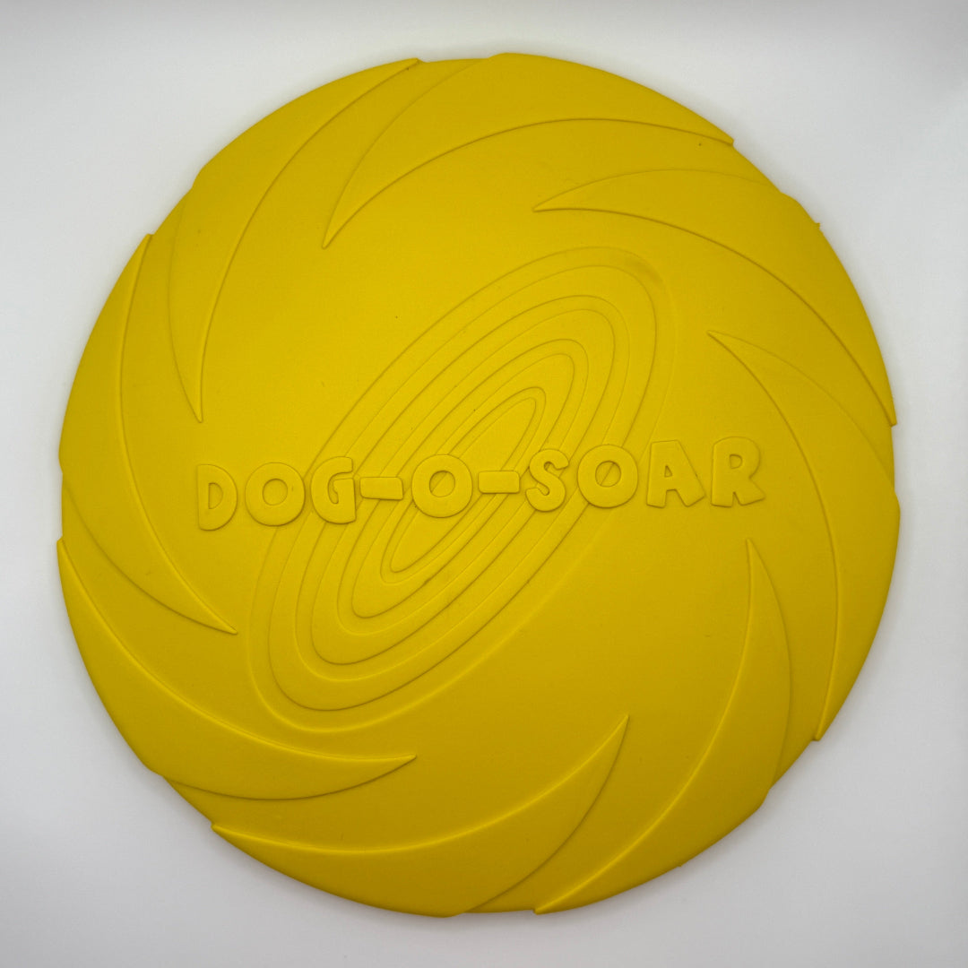 Dog-O-Soar hondenfrisbee van natuurlijk rubber in paars en geel, 22 cm