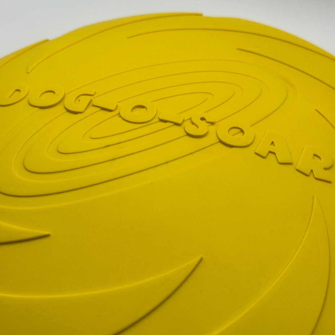 Dog-O-Soar hondenfrisbee van natuurlijk rubber in paars en geel, 22 cm