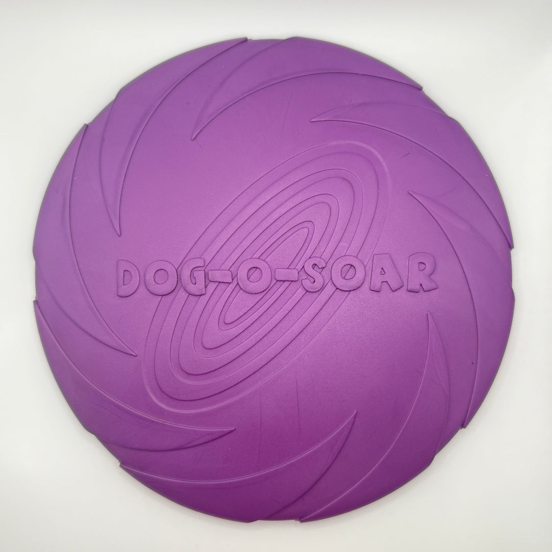 Dog-O-Soar hondenfrisbee van natuurlijk rubber in paars en geel, 22 cm