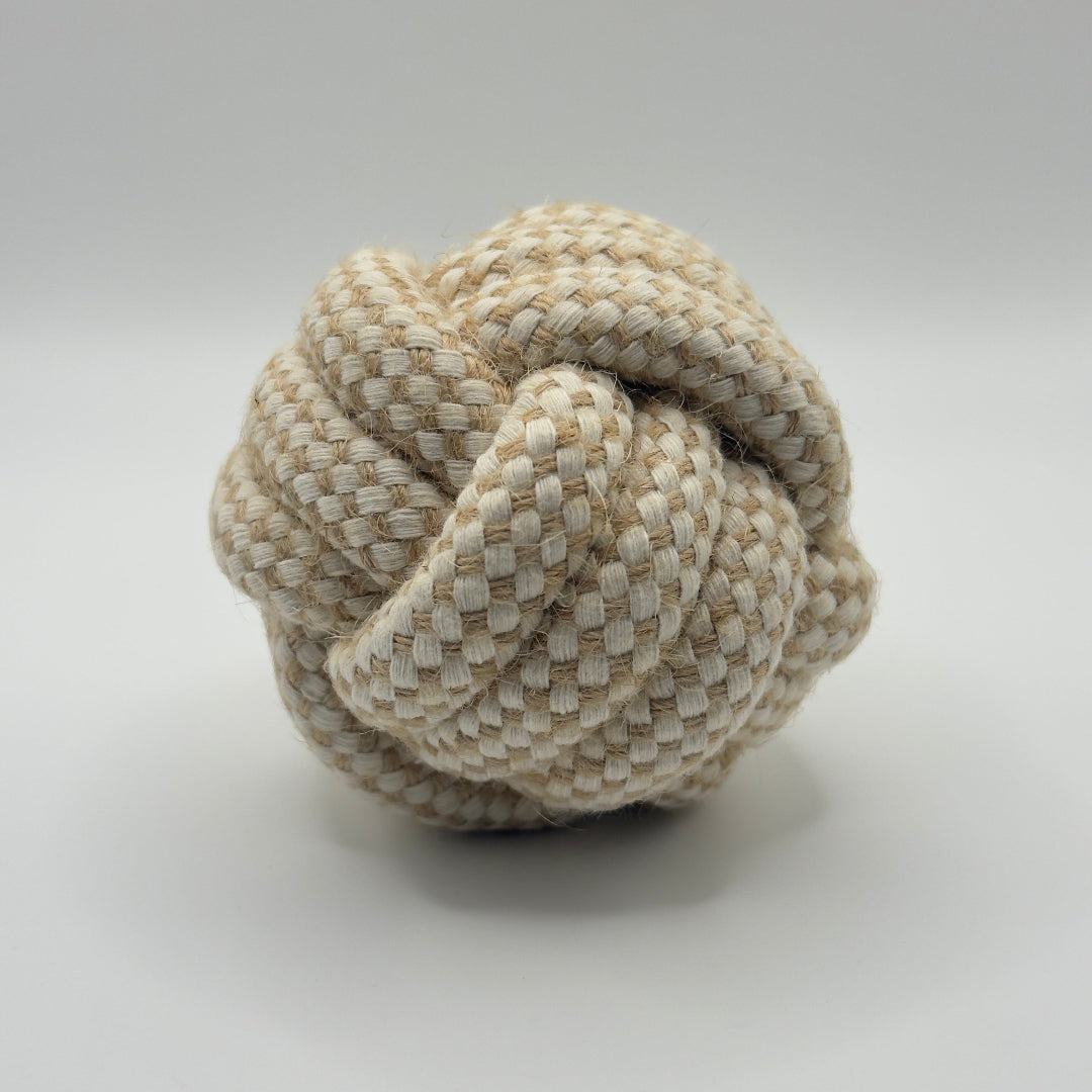 Hennep touwbal voor honden van 8 cm, natuurlijk kauwspeelgoed