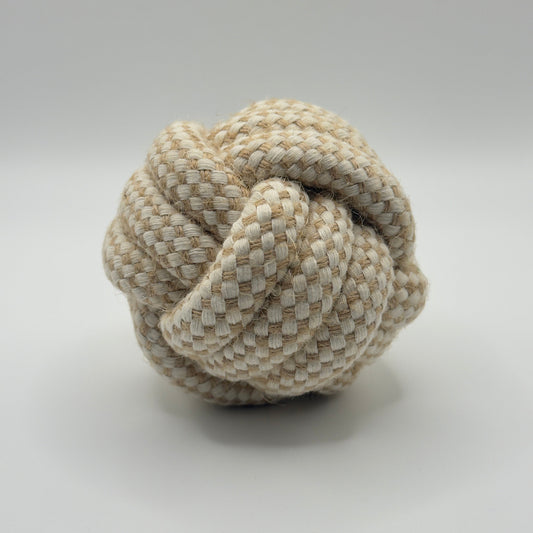 Hennep touwbal voor honden van 8 cm, natuurlijk kauwspeelgoed