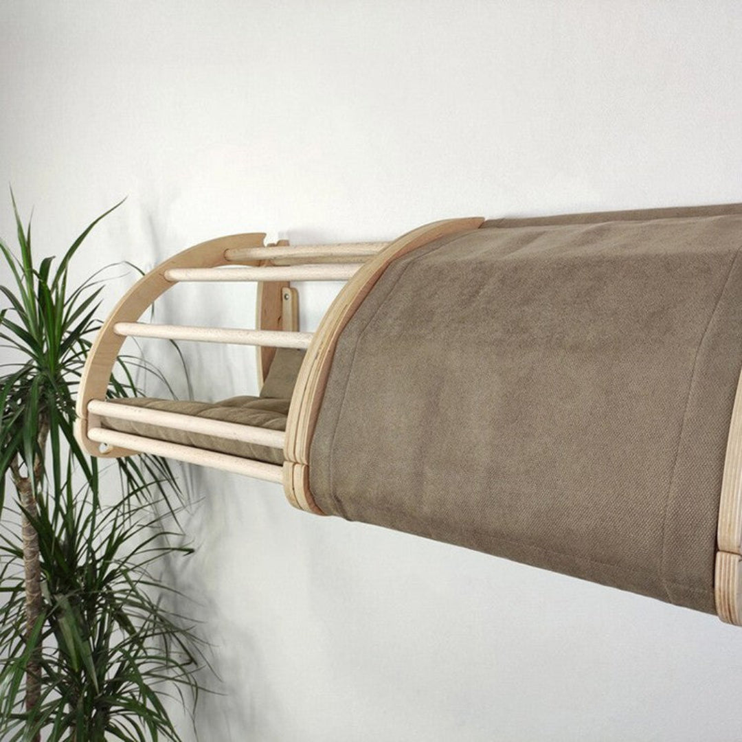 KattenCocon – modern houten kattenbed met touwbekleding, coconvormig