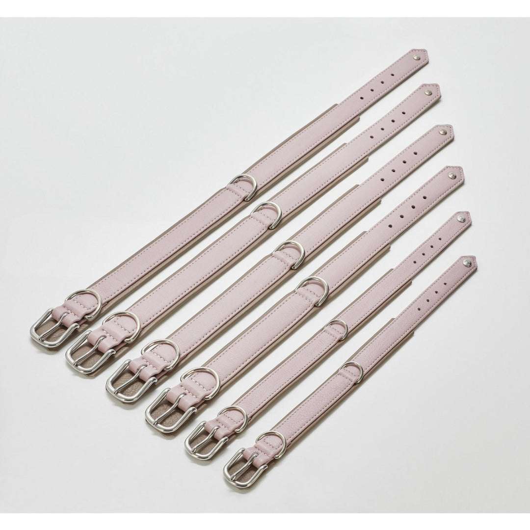 LABONI AMICI hondenhalsband in roze nappaleer – handgemaakt en comfortabel met roségouden accenten