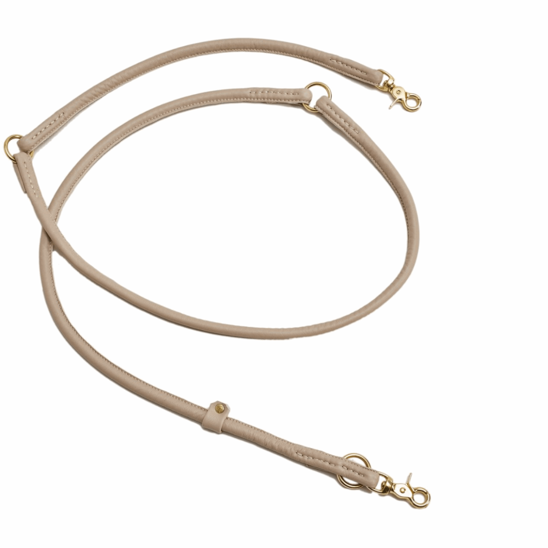 LABONI AMICI hondenriem in ivoor – handgemaakt van nappaleer en verstelbaar voor elke situatie