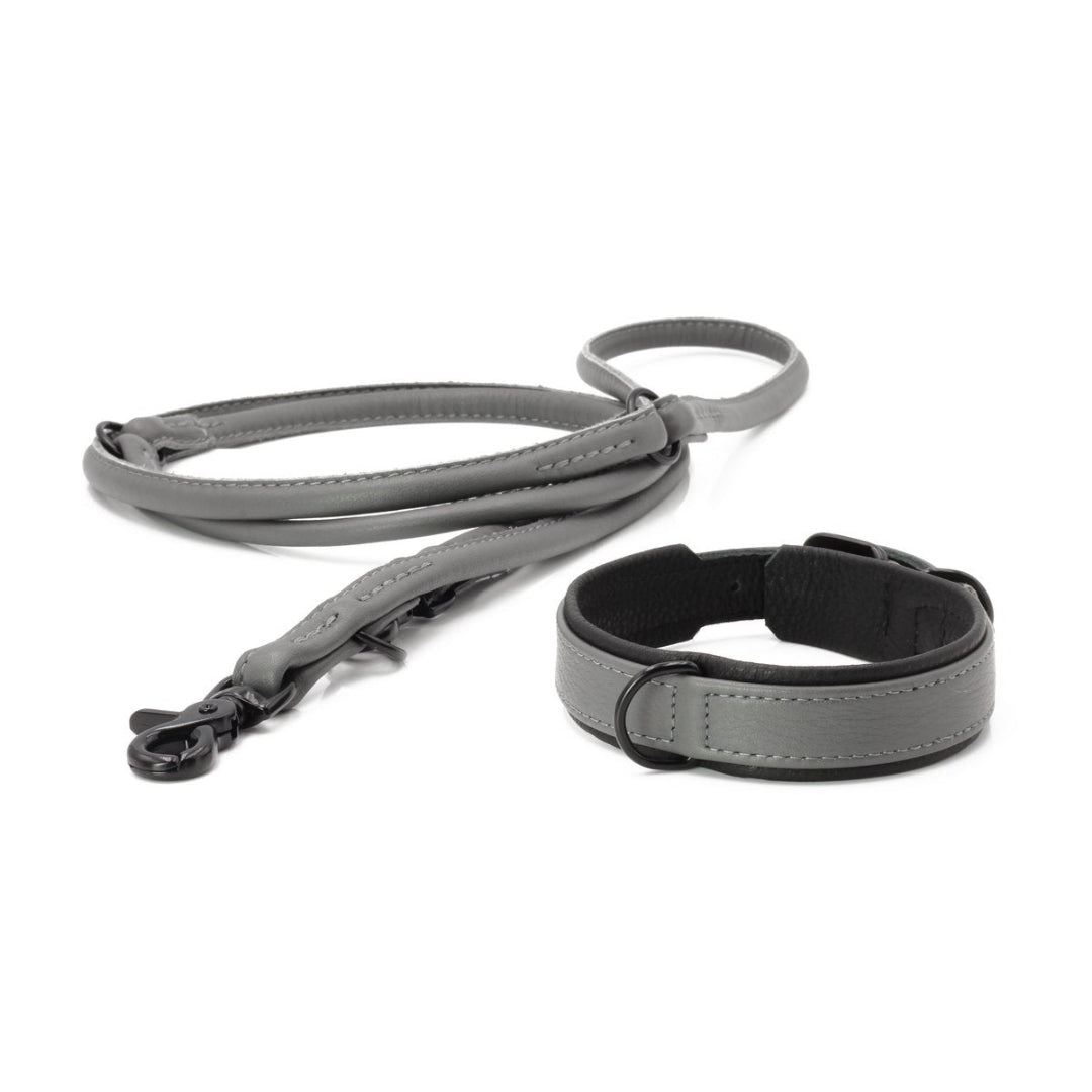 LABONI AMICI halsband van nappaleer in antraciet – handgemaakt, stijlvol en comfortabel

