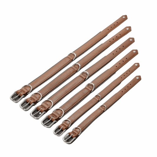 Cognackleurige leren hondenhalsband AMICI met dubbele D-ring