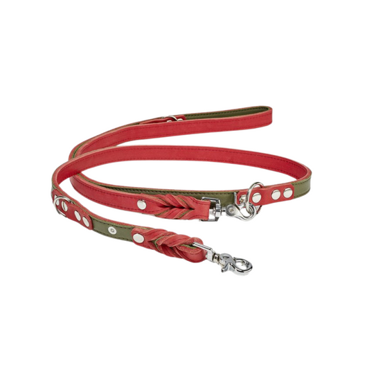 Luxe Edelweiss hondenriem van leer met handgevlochten details