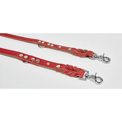 Luxe Edelweiss hondenriem van leer met handgevlochten details