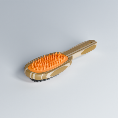 OurDogsLife bamboe hondenborstel dubbelzijdig met borstelharen en siliconen massage