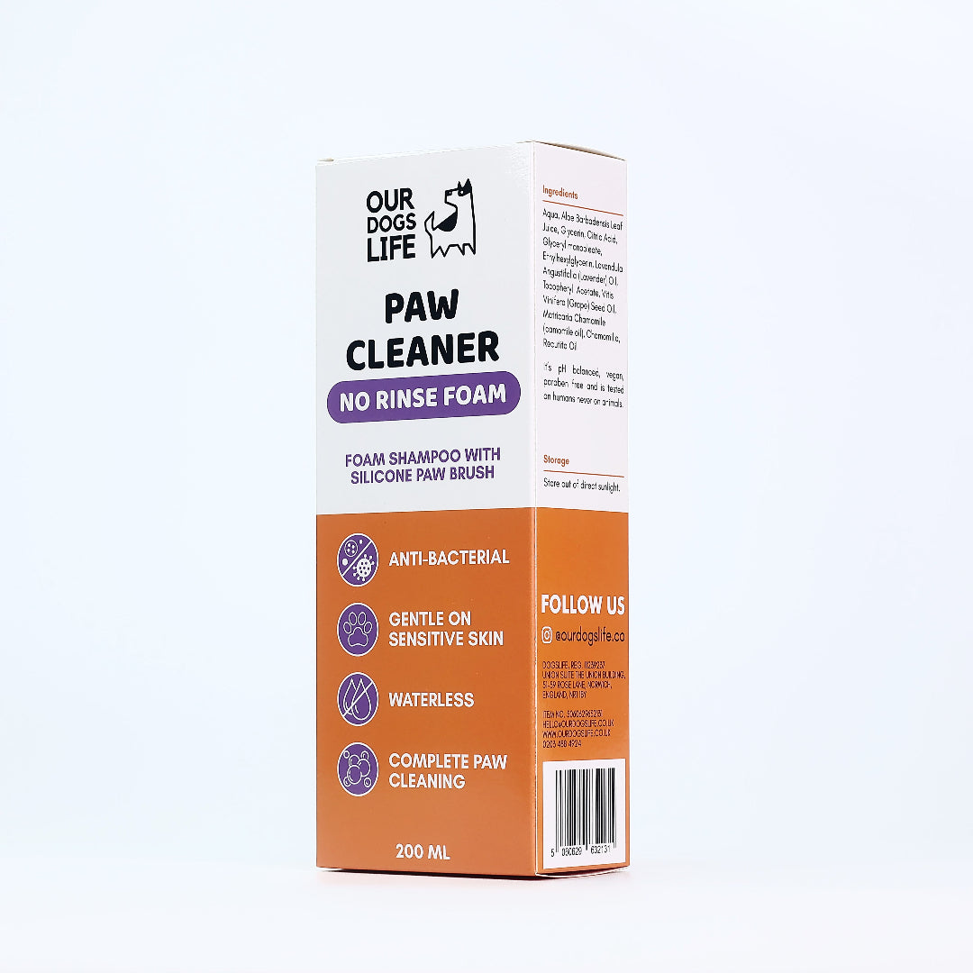 OurDogsLife potenreiniger foam en handdoek voor schone hondenpootjes