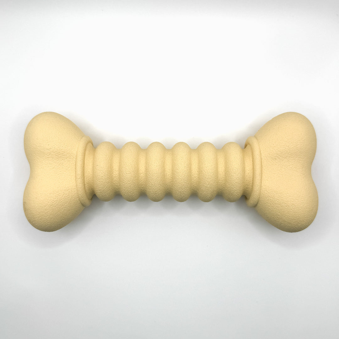 Ribbelbot hondenspeelgoed van natuurlijk rubber – paars of beige, ribbelstructuur