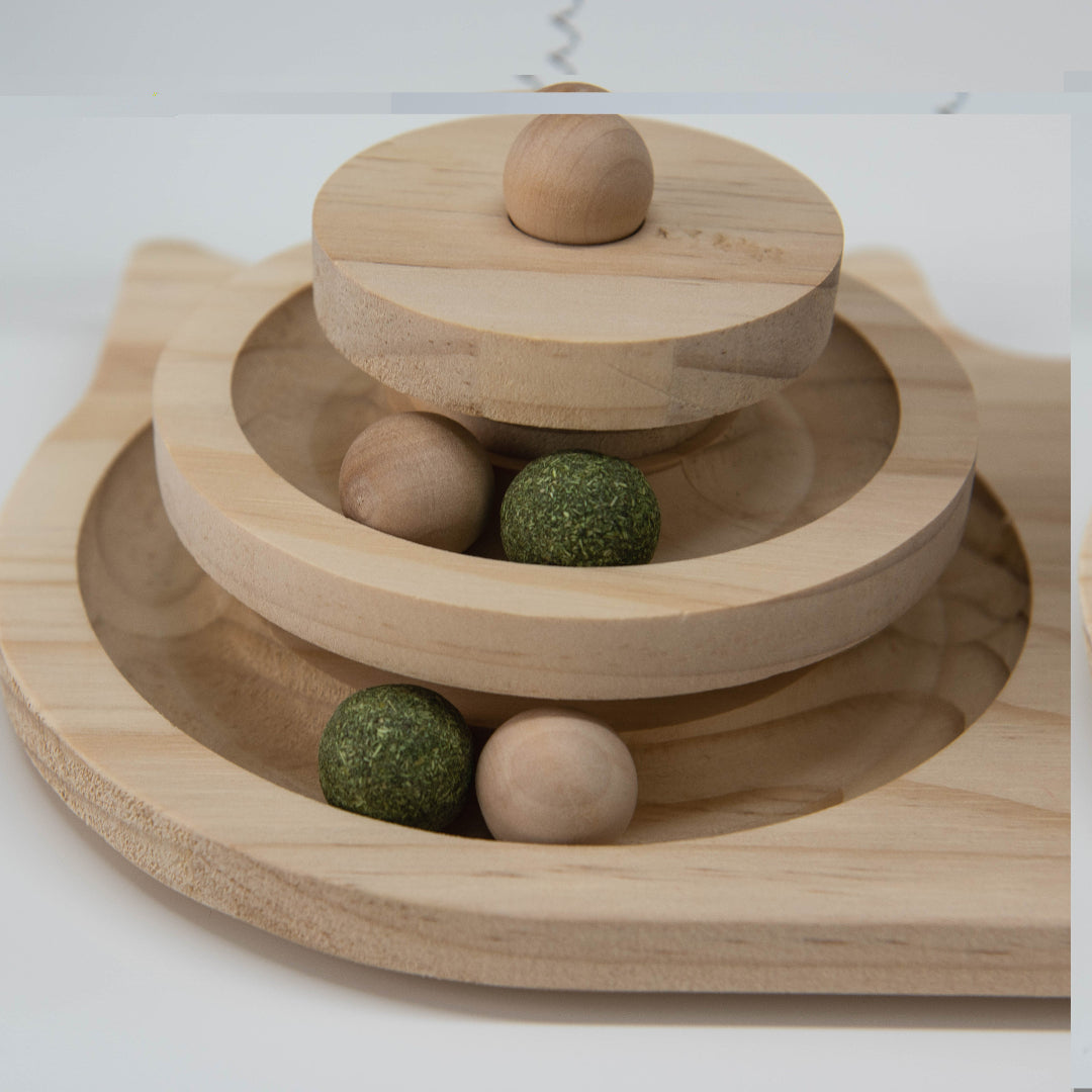 Krab & Speel Paddenstoel van hout mettouwkap, speelcirkel en catnipbal