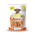 Gedraaide hondensnack van kip met calcium in snackverpakking
